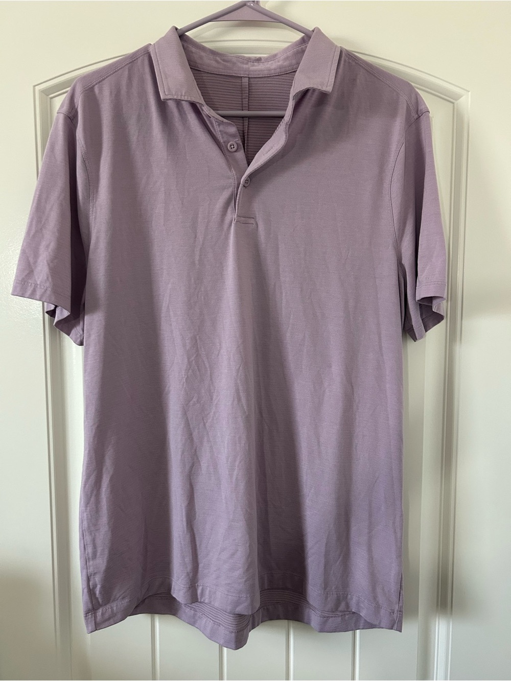Lululemon Polo Shirt Mens Large Evolution Short Sleeve Golf Logo Lotus Lavender